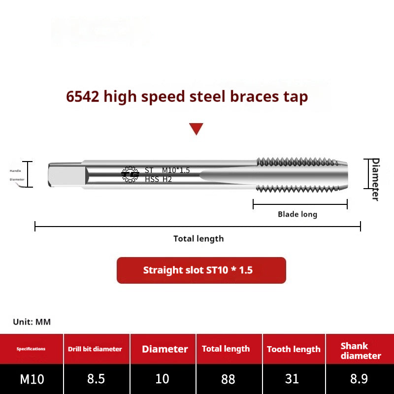 2114-6542 High Speed Steel Braces Taps ST Straight Groove Taps Thread Sheath Braces Tapping Screw Sleeve Installation Tool Shandong Denso Pricision Tools Co.,Ltd.